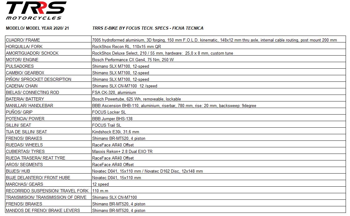 TRRS E-BIKE 2020 / 2021